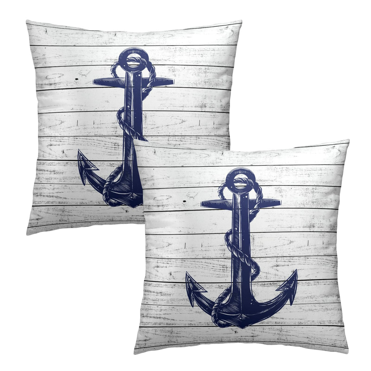 Imiss Nautical Anchor Throw Pillow Covers 16 X 16 Inch Set of 2 Navy Blue Pillow Cover Soft Cotton Home Decorative Cushion Covers for Outdoor Sofa Bedroom Car