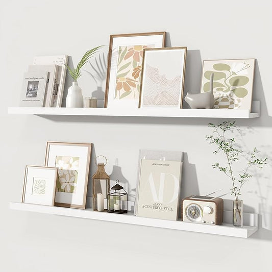 Fun Memories Picture Ledge Shelves Set of 2, 36 Inch Rustic Wall Mounted