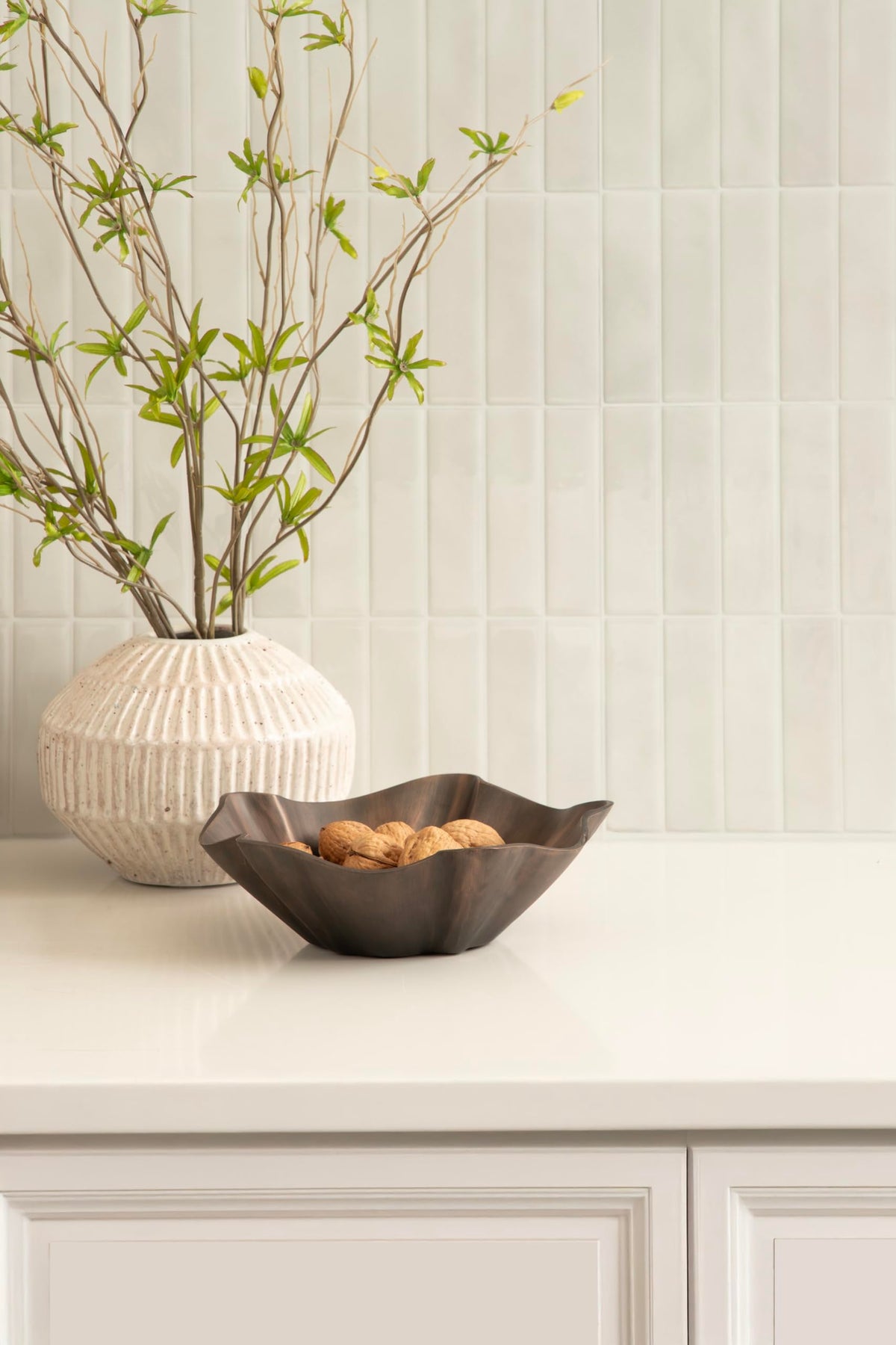 Kate and Laurel Flutte Scalloped Decorative Metal Serving Bowl, 10 x 10 x 3, Bronze, Modern Wavy Fruit Bowl for Kitchen Counter or Use as Tabletop Storage for an Entryway Table