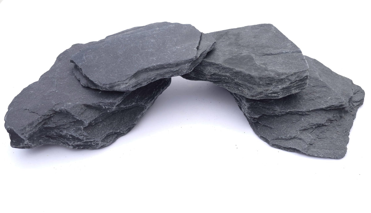 Natural Slate Stone 5 to 7 Inches - USA Sourced and Packaged for Aquascaping Aquariums, Terrariums, Paludariums, Reptile Enclosures, and Gardens (5lbs)