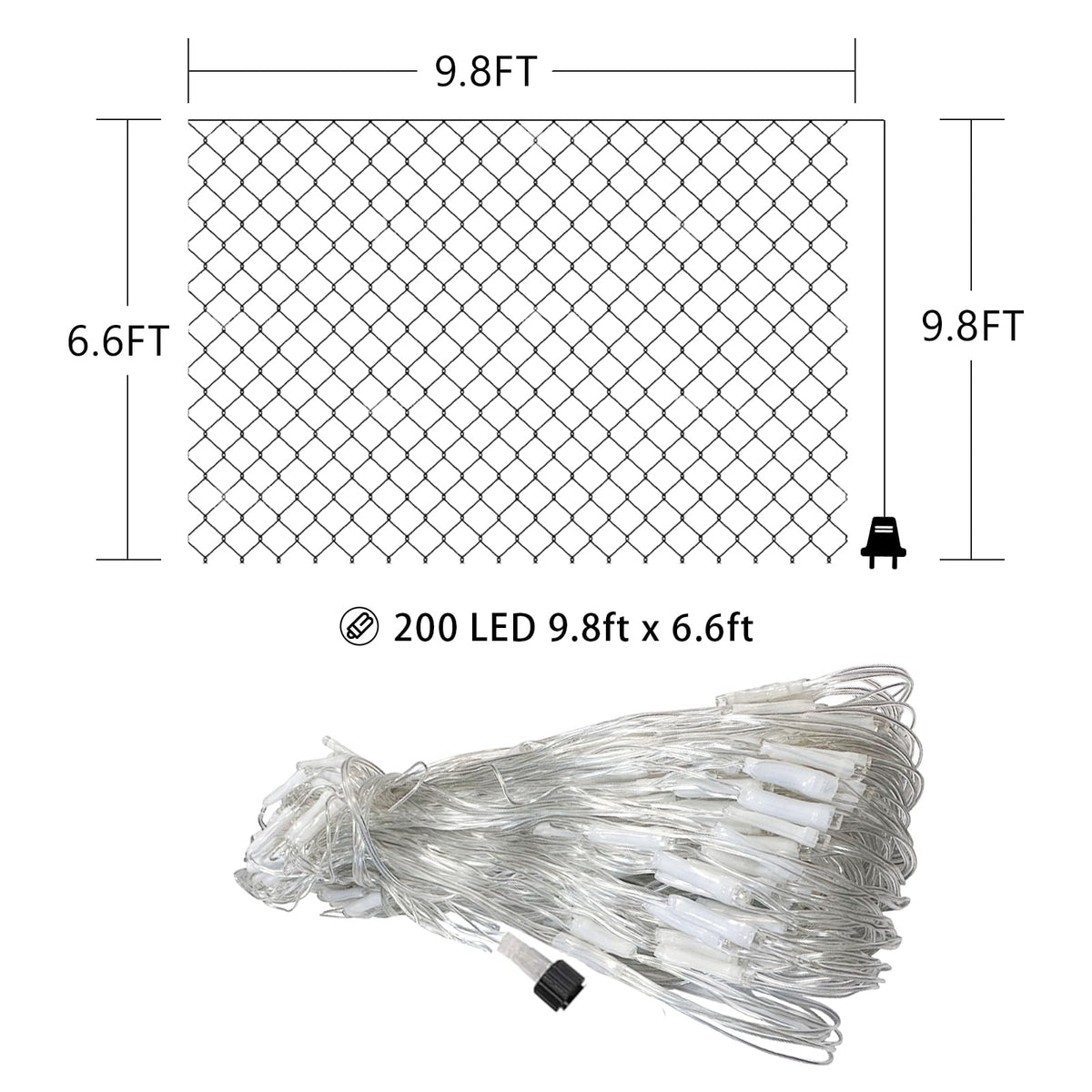 Net Mesh String Lights Waterproof, 200 Light Bubbles, 8 Lighting Modes, for Indoor Outdoor, Curtain, Christmas Tree, Bush, Party, Wedding, Fairy, Wall Decoration (9.8 ft x 6.6 ft, Blue)