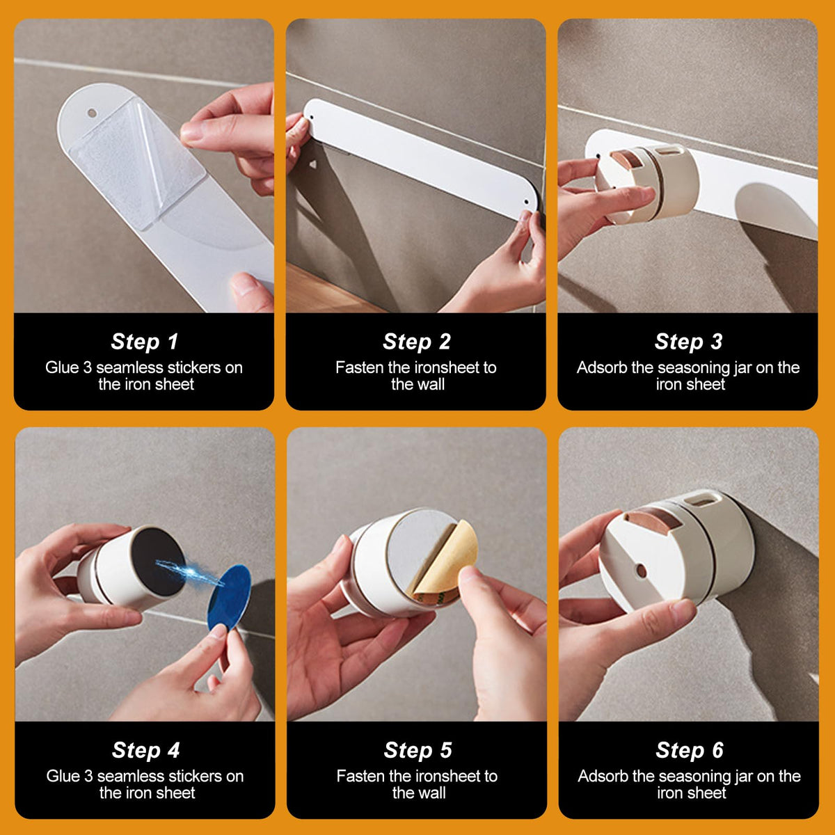 6 PCS Magnetic Salt and Pepper Shaker Set with Dosing Button - Moisture-Proof Plastic Spice Dispenser Bottles for Kitchen, Travel, BBQ, and Outdoor Use
