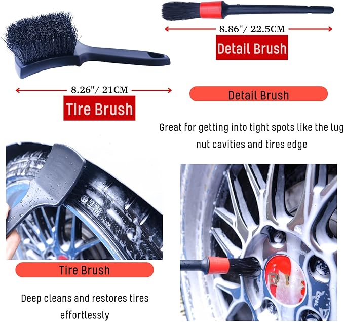 Professional 4 Pack Long Handle Wheel Brush Kit