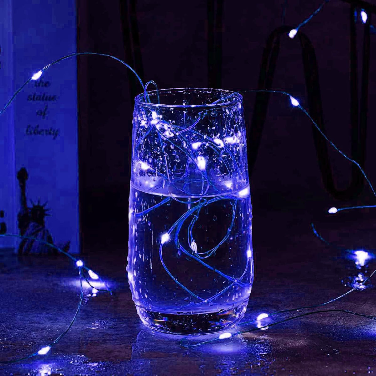 Aogist 2-Pack16FT Fairy Lights with Spool,Ultra-Bright 50 LEDs Battery Operated Copper Wire String Light for Bedroom Christmas Wedding Centerpiece Parties Decoration,Blue