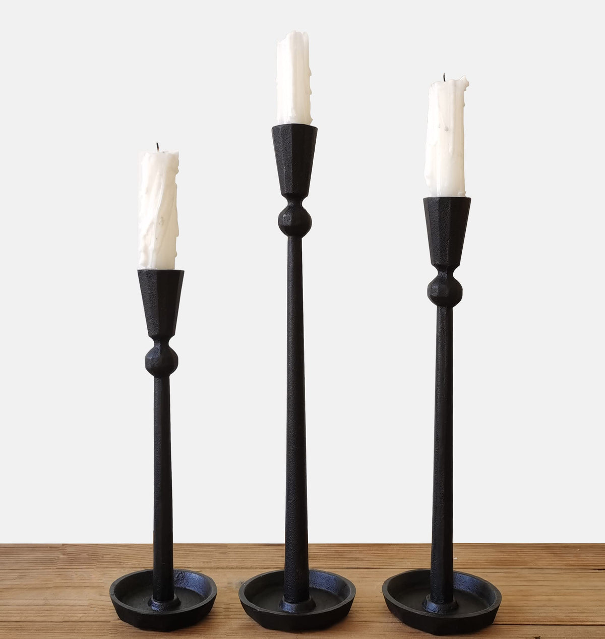 Iron Taper Candle Holder Set 3 - Decorative Candle Stand - Candlestick Holder for Wedding, Dinning, Party (Black)…