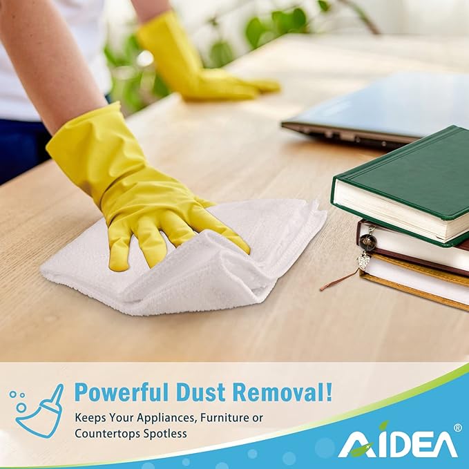 AIDEA Microfiber Cleaning Cloth White 50PK, Cleaning Rags, Lint Free Microfiber