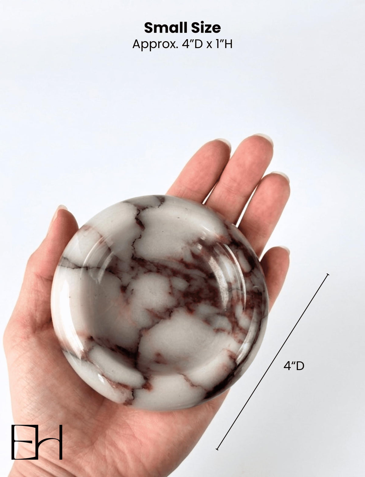 EXCHUES Marble Trinket Dish - Small Round Decorative Stone Jewelry Tray for Rings & Earring, Natural Stone Catchall Bowl for Nightstand, Bathroom & Home Decor (4")