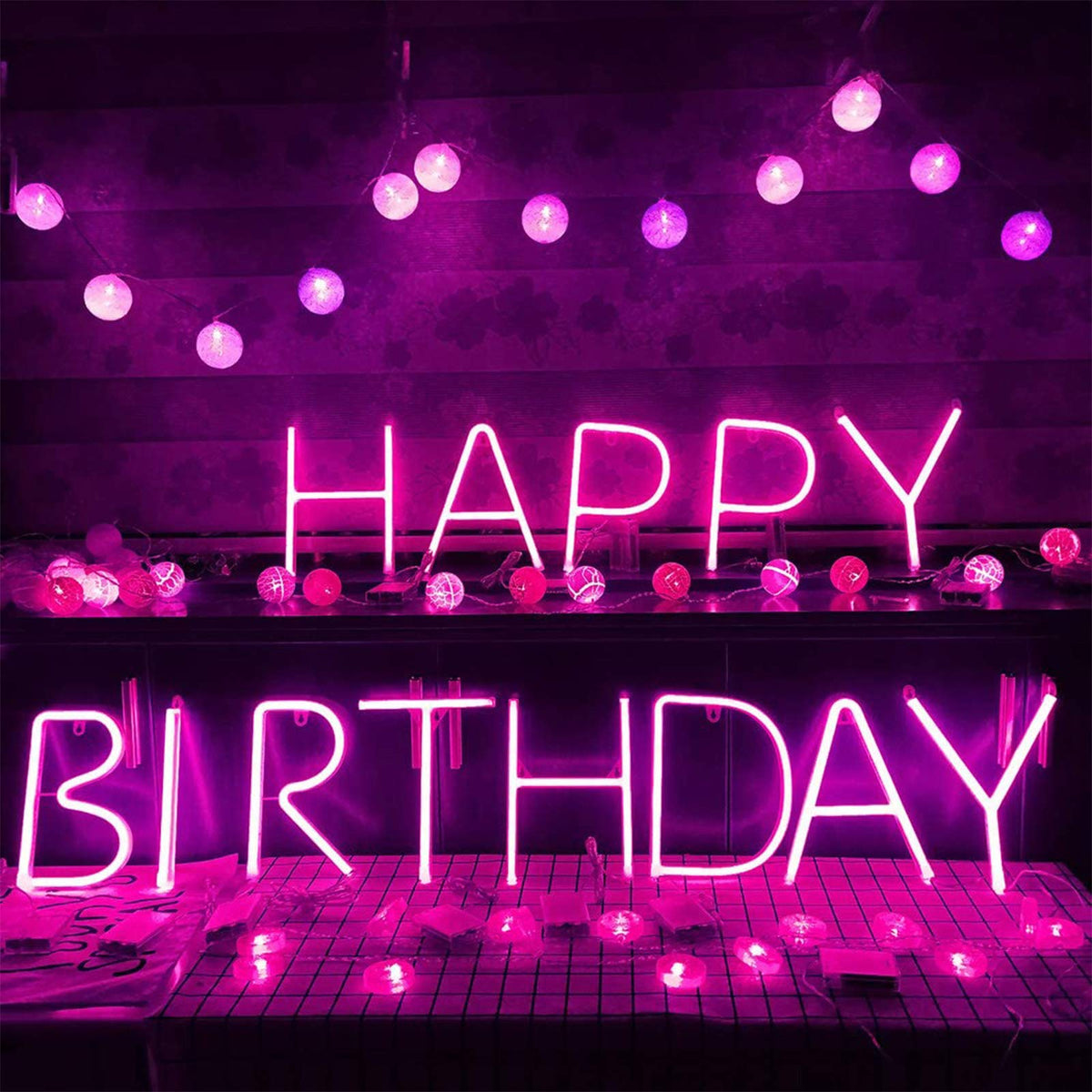 ENUOLI Pink Neon Letter Sign - Battery/USB Powered LED Alphabet Neon Art Lights for Wedding, Birthday, Christmas & Home Bar Decoration