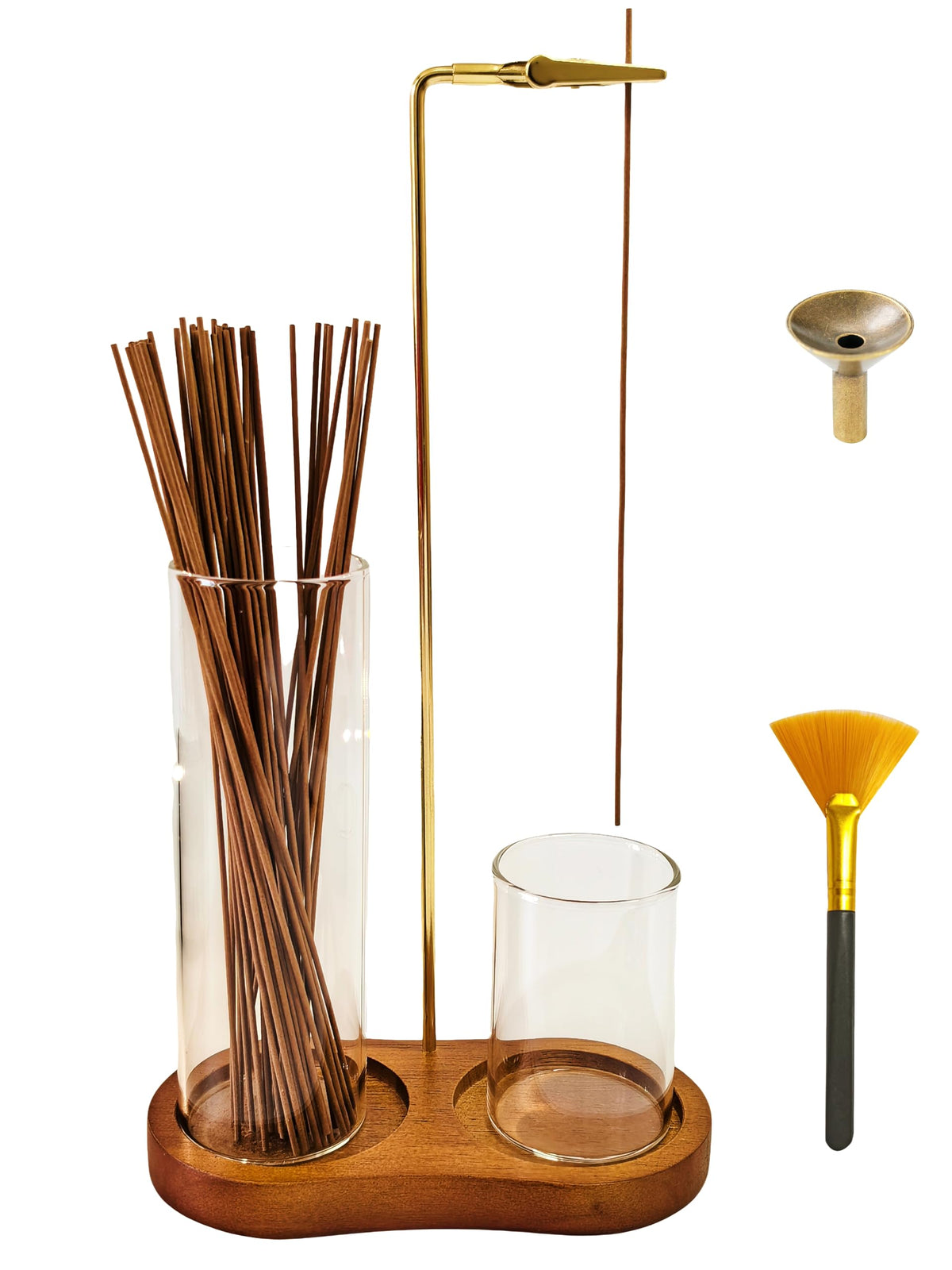 2 in 1 Glass Incense Holder & Burner with Ash Catcher – Decorative Incense Stick Holder for Aromatherapy, Yoga, Meditation