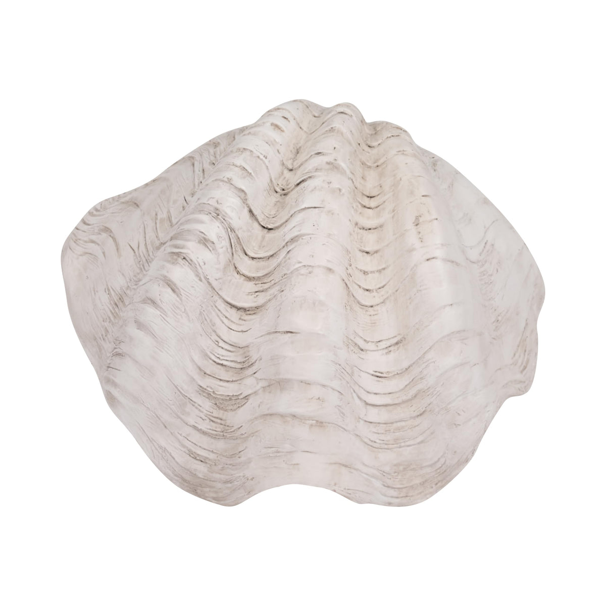 Textured Shell Decorative Bowl for Coffee Centerpiece Table Accent - Wavy Edge Design for Home, Kitchen Counter, or Catchall Dish - Coastal Basin for Key and Candy Bowl - 5", Ivory & Tan