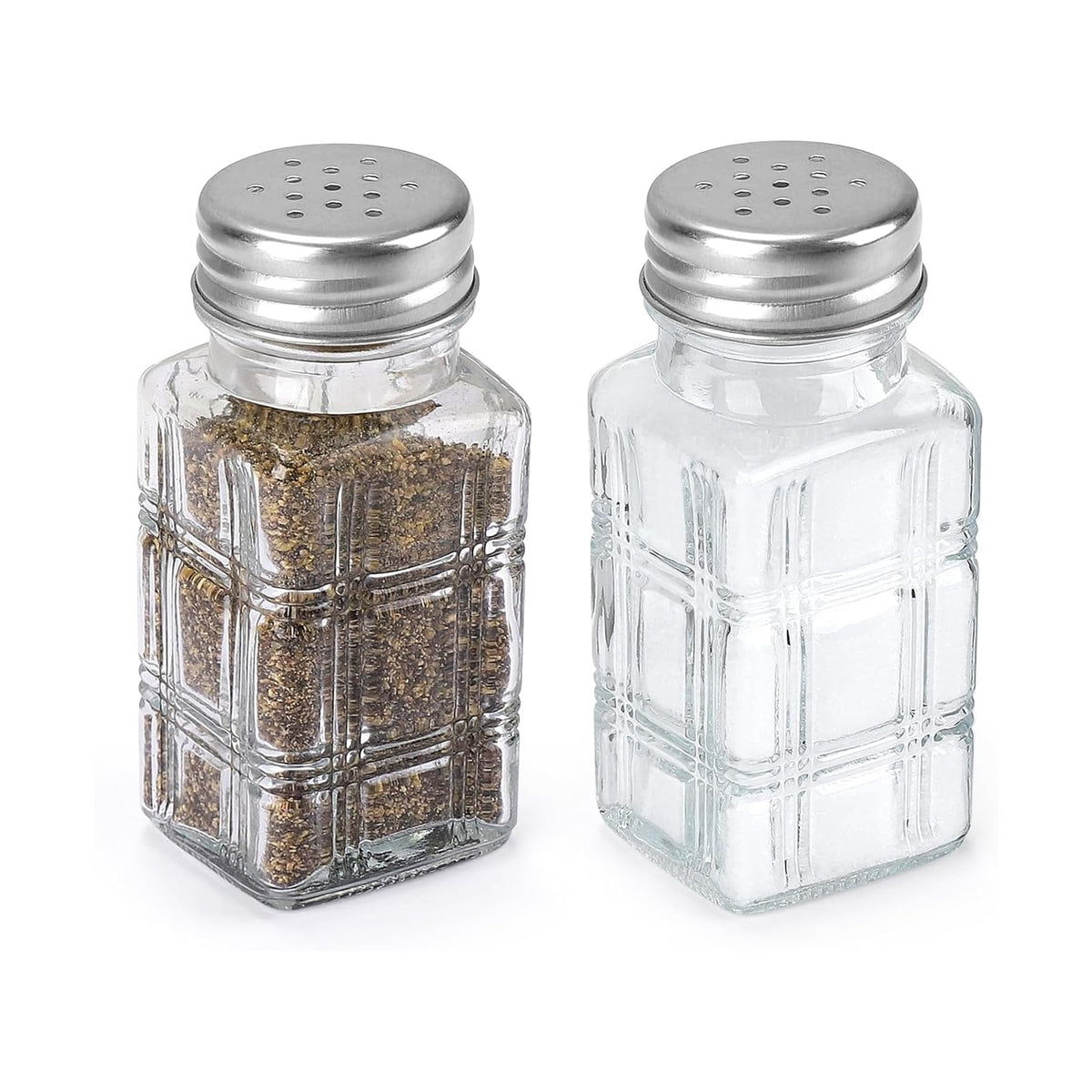 2Pcs Condiment Containers Square Shaker Transparency Glass Seasoning Jars for Salts Peppers Storage Clear Seasoning Bottles