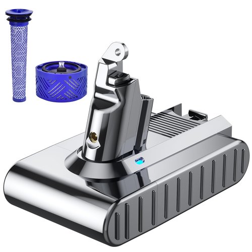 JUNWOOD 7000mAh Replacement for Dyson V6 Battery 21.6V Lithium VTC4 SV03 SV04 SV05 SV06 SV07 SV09 DC58 DC59 DC61 DC62 DC72 DC74 Absolute Animal Motorhead Slim Vacuum with 2 Filters