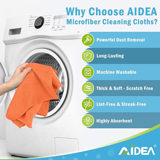 AIDEA Microfiber Cleaning Cloth-12PK, Soft Microfiber Towels