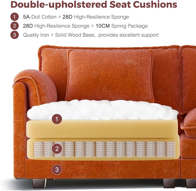 ELUCHANG Oversized 116" Modular Sectional Sofa, Comfy Cloud Couch, U Shaped