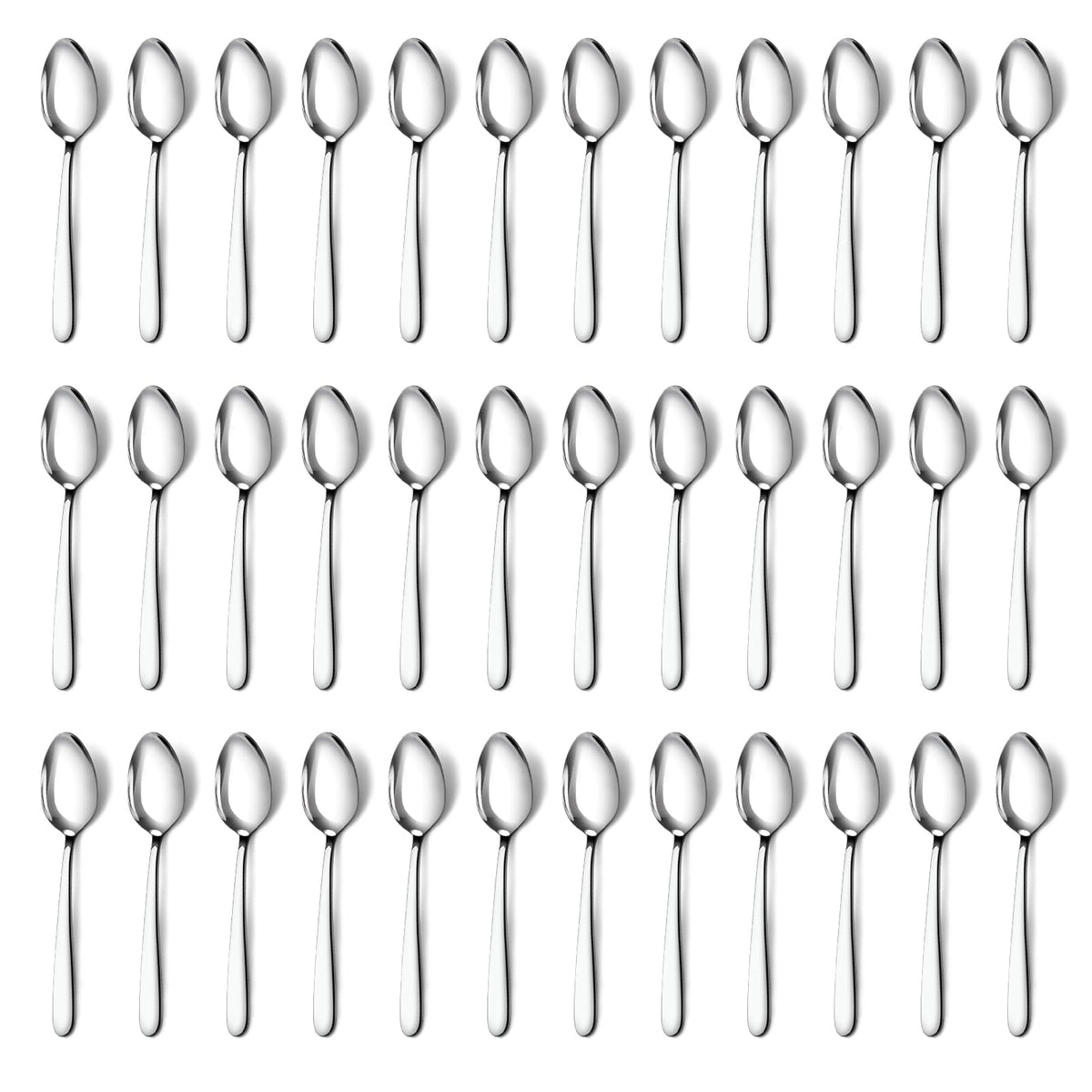 Pleafind 36 Pieces Teaspoons Set (6.2 inch), Spoon Silverware, Stainless Steel Tea Spoons, Mirror Polished Small Teaspoon, Dessert Spoons for Home, Kitchen, Restaurant, Dishwasher Safe