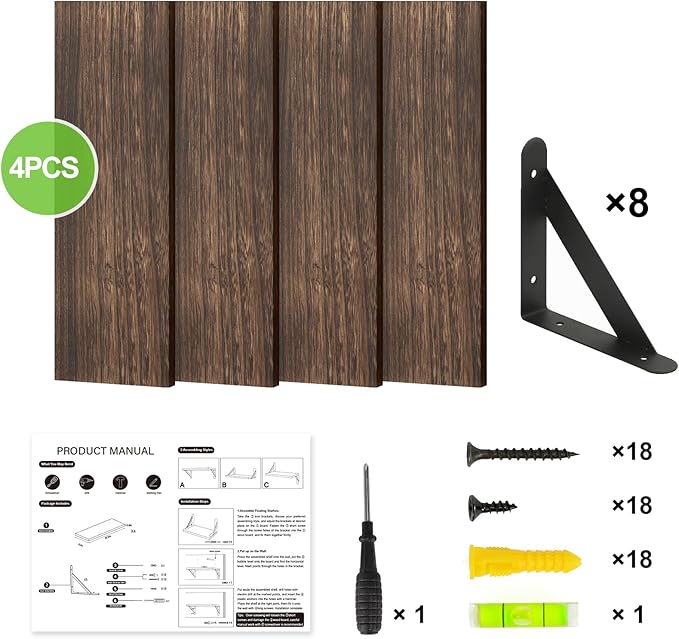 Fixwal Floating Shelves for Wall, Wood Wall Mounted Shelves for Bedroom