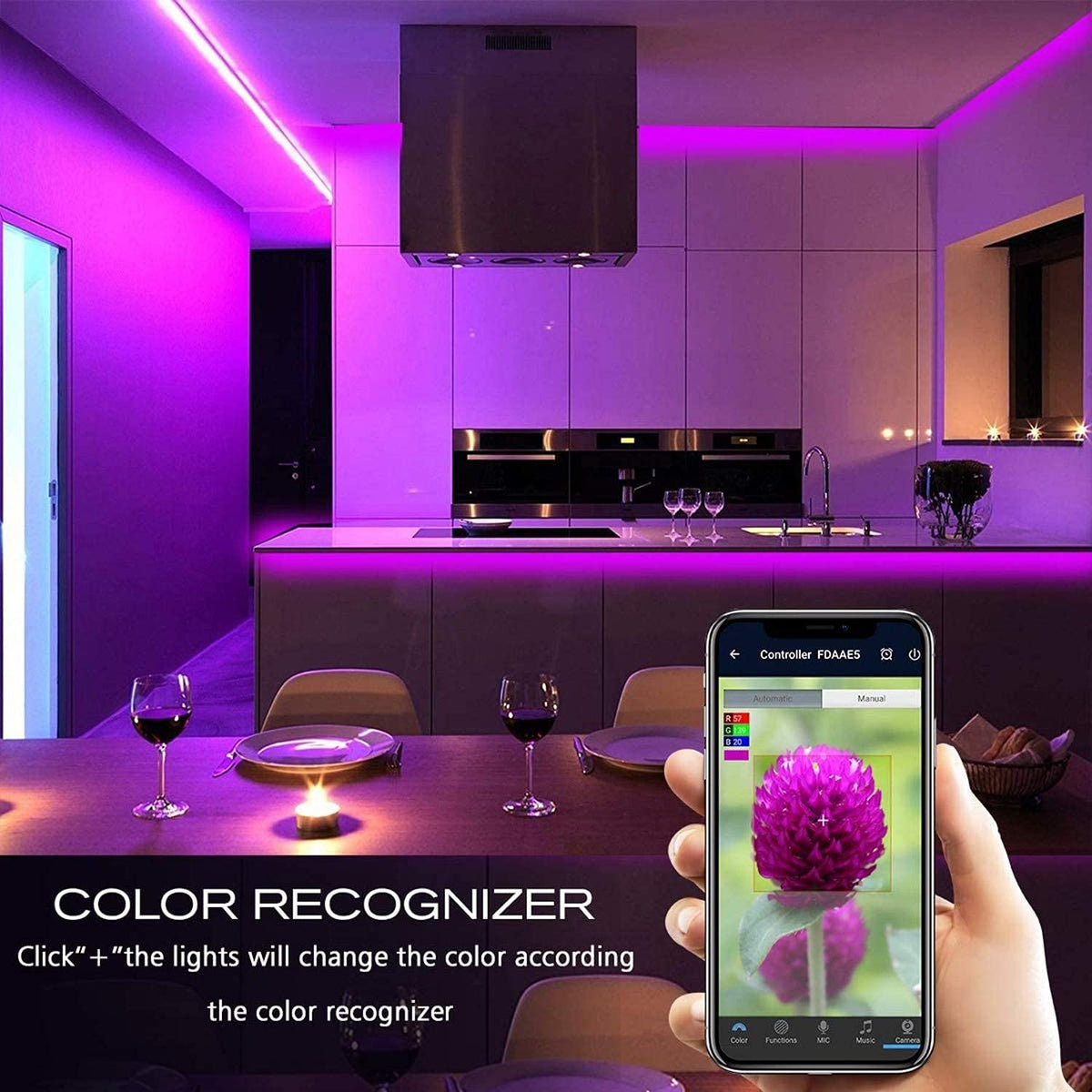 MIHEAL Led Light Strip, WiFi Wireless Smart Phone Controlled 65.6ft Waterproof Strip Light Kit White Band 5050 LED Lights,Working with Android and iOS System,IFTTT
