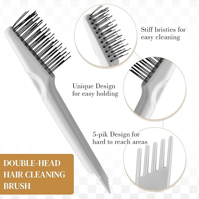 Boao 2 Pieces Hair Brush Cleaning Tool Comb Cleaner Brush Mini Comb Cleaning
