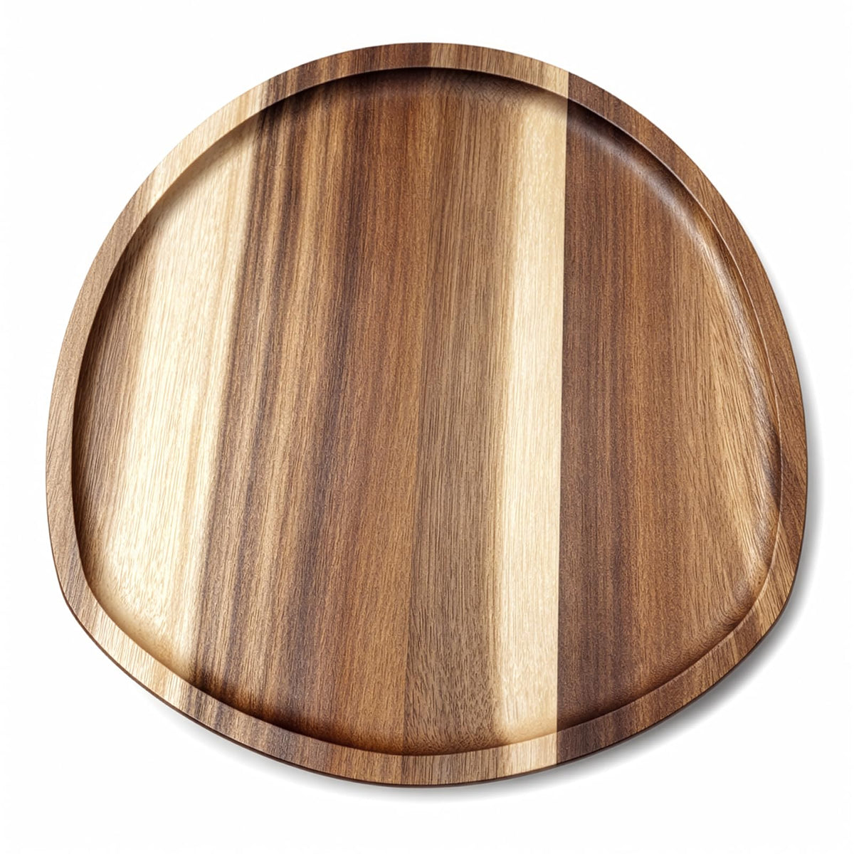 Okllen Set of 5 Small Acacia Wood Serving Platter and Trays, Irregular Oval Solid Wood Plates Serving Tray, Lightweight Wood Dinner Plates for Breakfast, Coffee, Tea, Snack, 6.3~11.7" L, 5.1~8.2" W