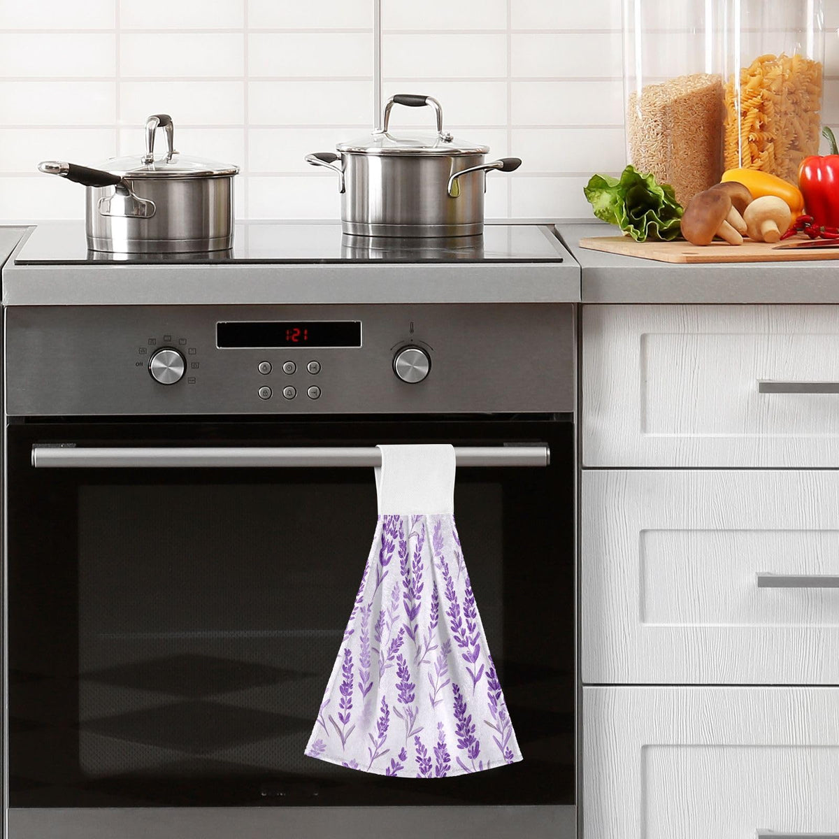 Boccsty Purple Lavender Hanging Kitchen Towels 2 Pieces Spring Summer Flower Floral Dish Cloth Tie Towels Hand Towel Tea Bar Towels for Bathroom Farmhouse Housewarming Tabletop Home