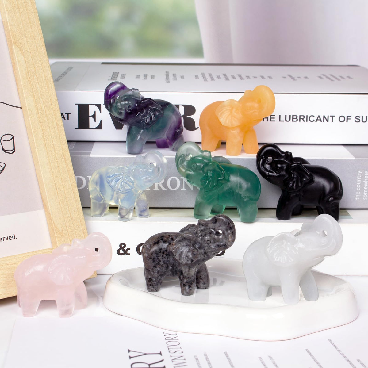 Hguxmcu 2 Inch Yooperlite Crystal Elephant Sculpture Handcrafted Healing Stone Animal Figurine Spiritual Home Decor Lucky Charm Gift for Wealth Success Positive Energy and Meditation Lovers