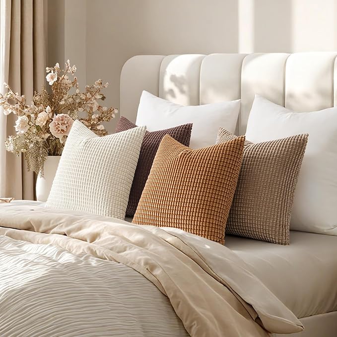 MIULEE Modern Farmhouse Decorative Lumbar Pillow Covers 20x20 Inch Set of 4