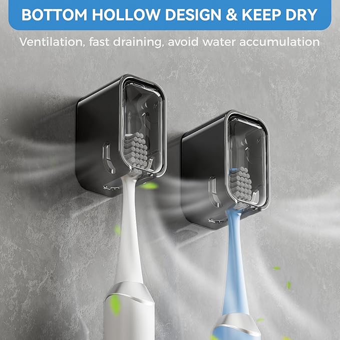 Toothbrush Holders for Bathroom【Innovation Single Slot Design】 2PCS Toothbrush