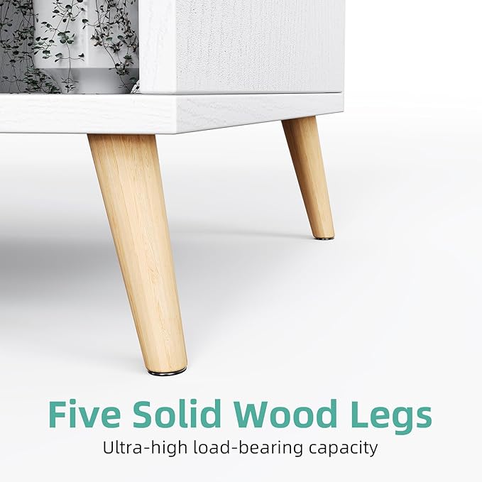 7-Cube Storage Organizer with Natural Wood Legs, Mid-Century Modern Bookcase
