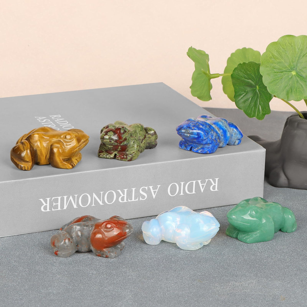 SMQ 2 Inch Crystal Frog, Natural Dragonblood Figurine, Hand Carved Statue Decor, Healing Stone Crystal Animal With Gift Box