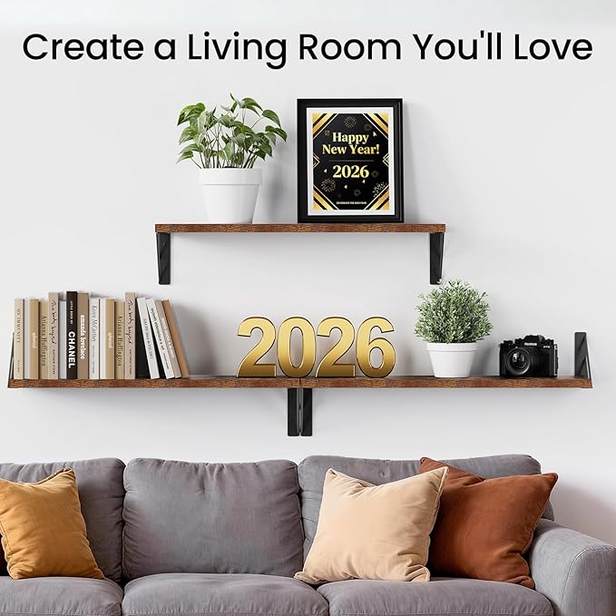BAYKA 23-in Floating Wall Shelves, Rustic Wood Wall Shelves