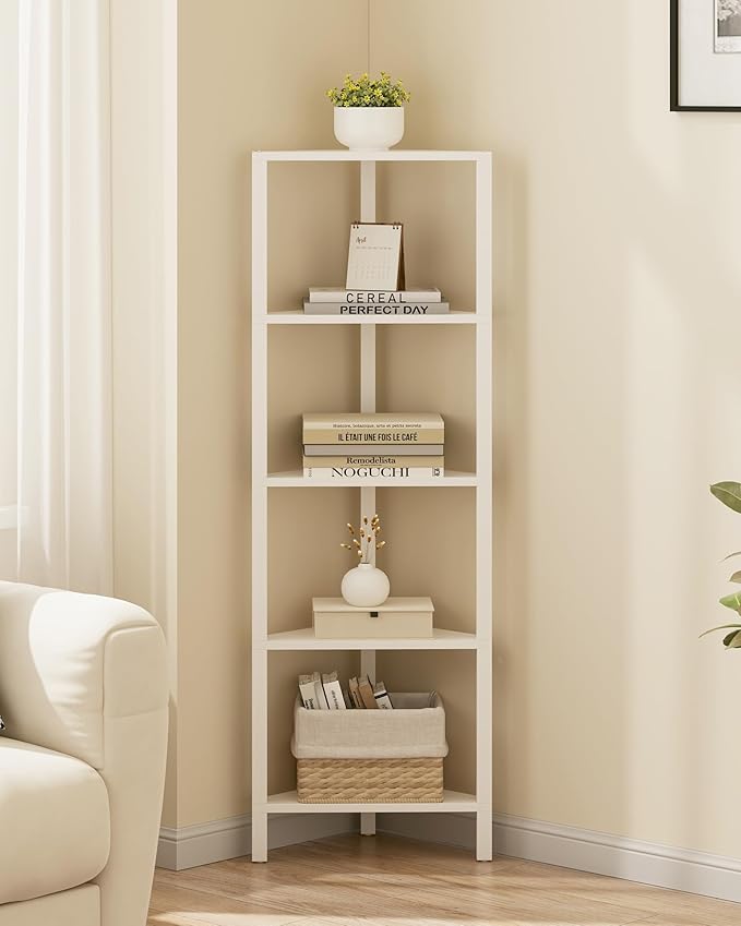 TUTOTAK Corner Shelf, 5-Tier Corner Bookshelf