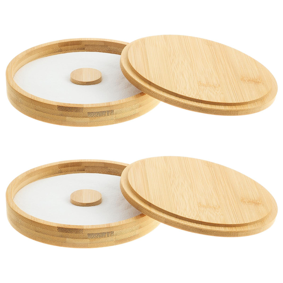 Ziliny 2 Pcs Margarita Salt Rimmer Set Glass Rimmer with Lid Home Bar Accessories Plate for Sugar Drinks Cocktails Bartender Tool Kit Party Restaurant, 5.9" Diameter (Bamboo)