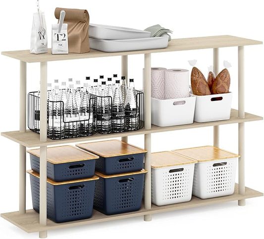 Furinno Turn-N-Tube No Tools 3-Tier Rectangle Side Display Rack, Bauhaus