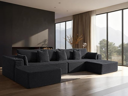 138" Cloud Sectional Couch, Comfort U Shaped Sofa