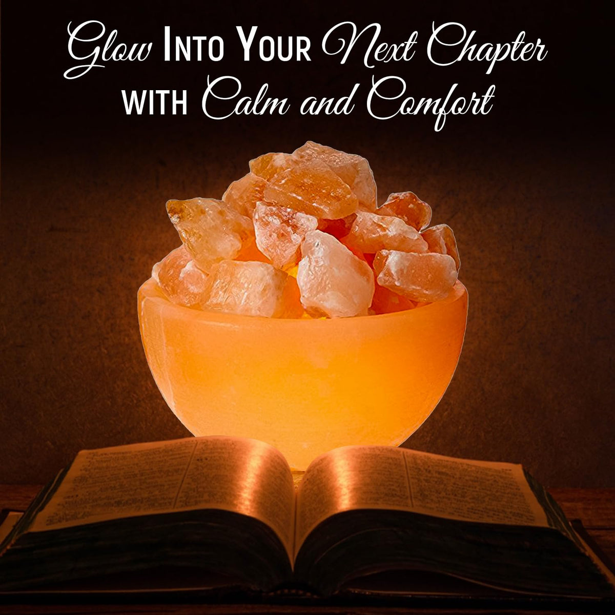 Himalayan Glow Pink Salt Bowl Night Lamp with Crystal Himalayan Salt Chunks | Hand-Carved Himalayan Salt Lamp for Air Purification and Relaxing Ambiance