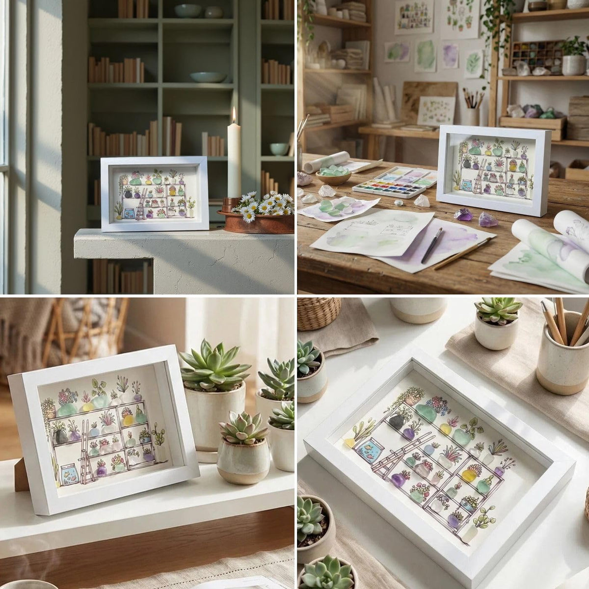 11Astrelle Chakra Crystal Decor, Natural Crystal Painting with Genuine Raw Gemstones, Desk Decor, Home Decor, Office Decor, Birthday Gifts for Women, Friend