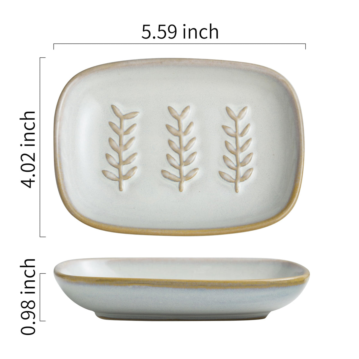 Miamolo Soap Dish Bar Cleaner Dish for Shower, Ceramic Soap Dishes for Large Soap Bar Shampoo or Sponge, Shower Soap Dish Soap Saver Tray for Bathroom Kitchen Sink, Easy to Clean