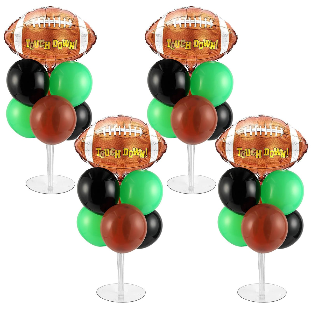 4 Sets Football Party Balloons Stand Kit with Rugby Ball Foil Balloons Sport Football Party Balloon Centerpiece for Tables for Game Sports Football Birthday Baby Shower Decoration