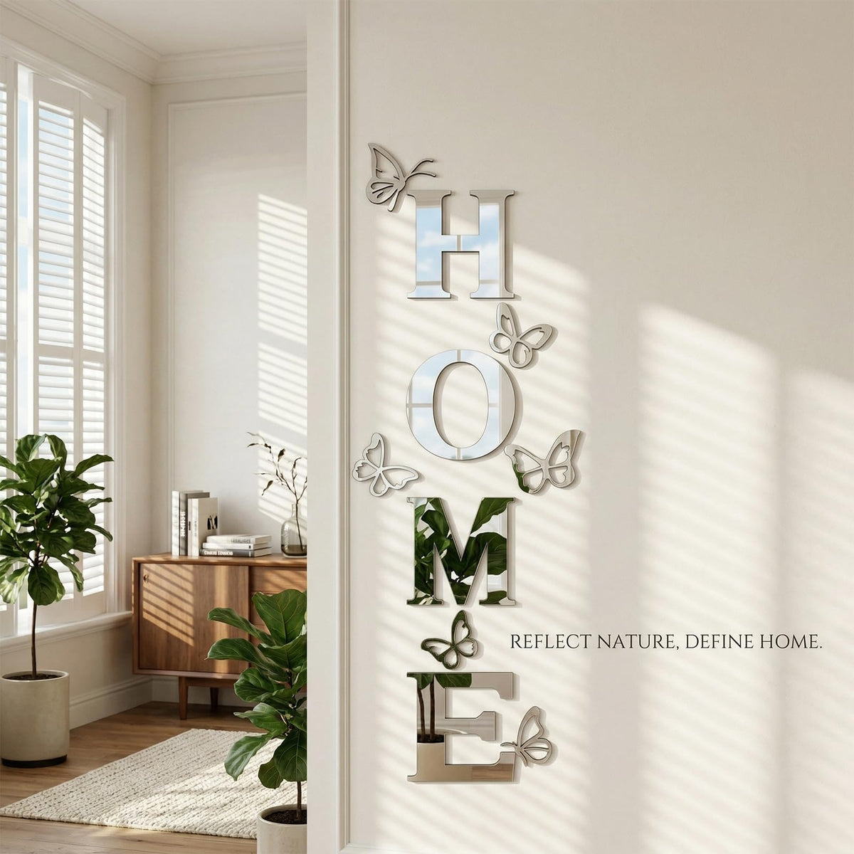 Vaabee Home Wall Decor Signs Letters 10PCS Acrylic Mirror Stickers Family House Decorations for Living Room Bedroom Dining Home Modern Decoracion de Pared para Sala,Silver 59x21 Inch