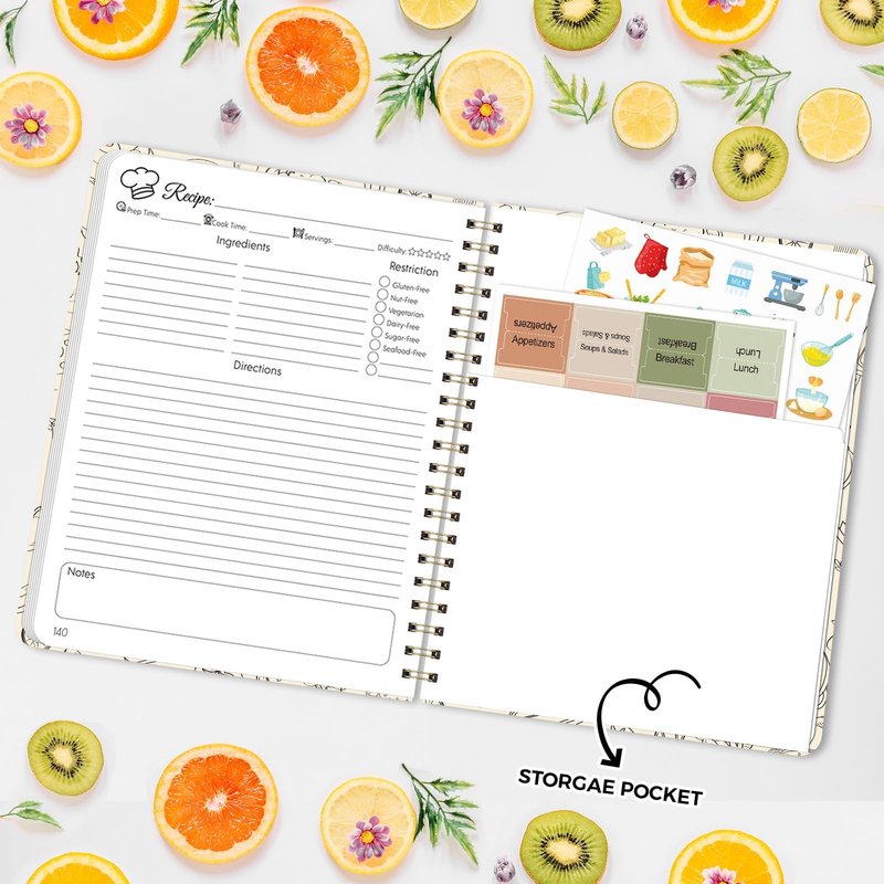 SKYDUE Blank Recipe Book to Write In Your Own Recipes, 8.5" x 11" Hardcover Recipe Journal with 140 Pages and Category Tabs
