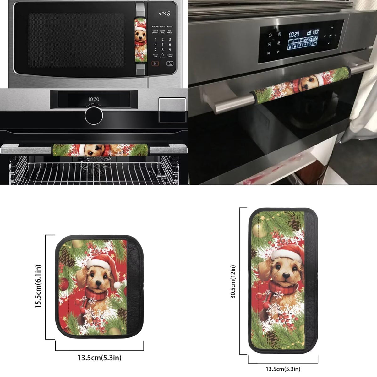 Yatixapu Refrigerator Handle Covers 6PCS, Christmas Dog Kitchen Appliance Handle Covers, Keep Your Fridge Microwave Oven Stove or Dishwasher Clean, Stains Dirty Oils, Kitchen Decor