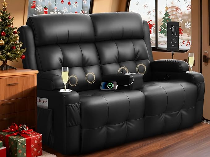 RV Loveseat Recliner Sofa, Massage Wall Hugger Reclining Couch