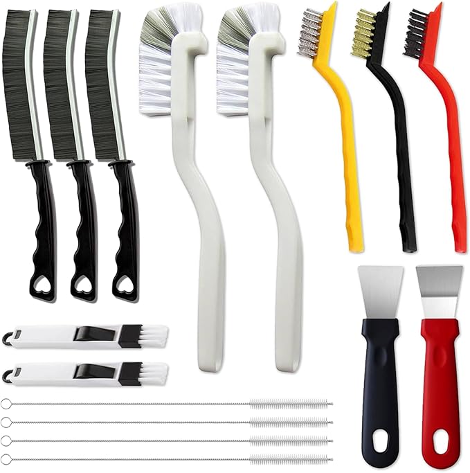 16Pcs Crevice Cleaning Brush Set, Hard Bristle Scrub Brushes Tools
