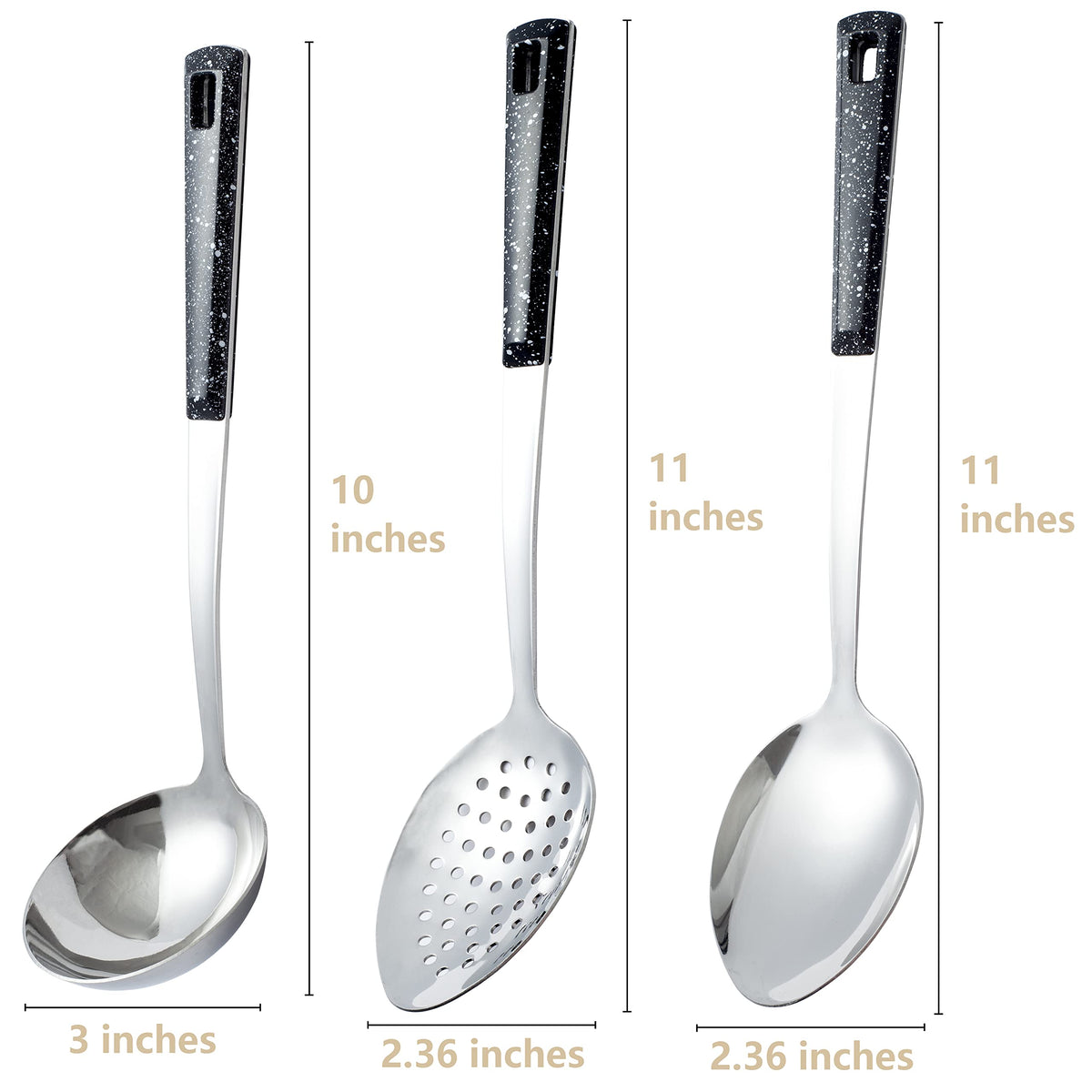 Stainless Steel Serving Spoons Set with Slotted Spoon, Serving Spoon and Perforated Spoons, soup ladle,kitchen cooking utensils set