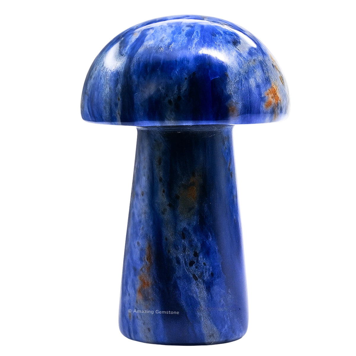Amazing Gemstone Sodalite Crystal Mushroom Decor Aesthetic Small Crystals - 2" Little Mushroom Decorations for Home, Office, Room Table Mini Crystals Stone Mushrooms DIY Gifts