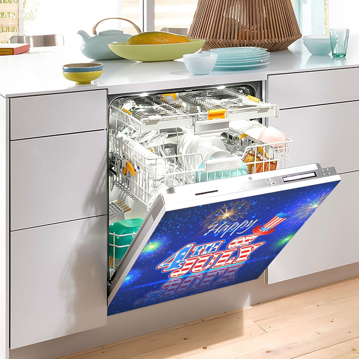 Kigai 4th of July Dishwasher Magnet Cover, Kitchen Fridge Door Panel Magnet Sticker Appliance Wash Machine Magnet Cover 23 x 26 Inch