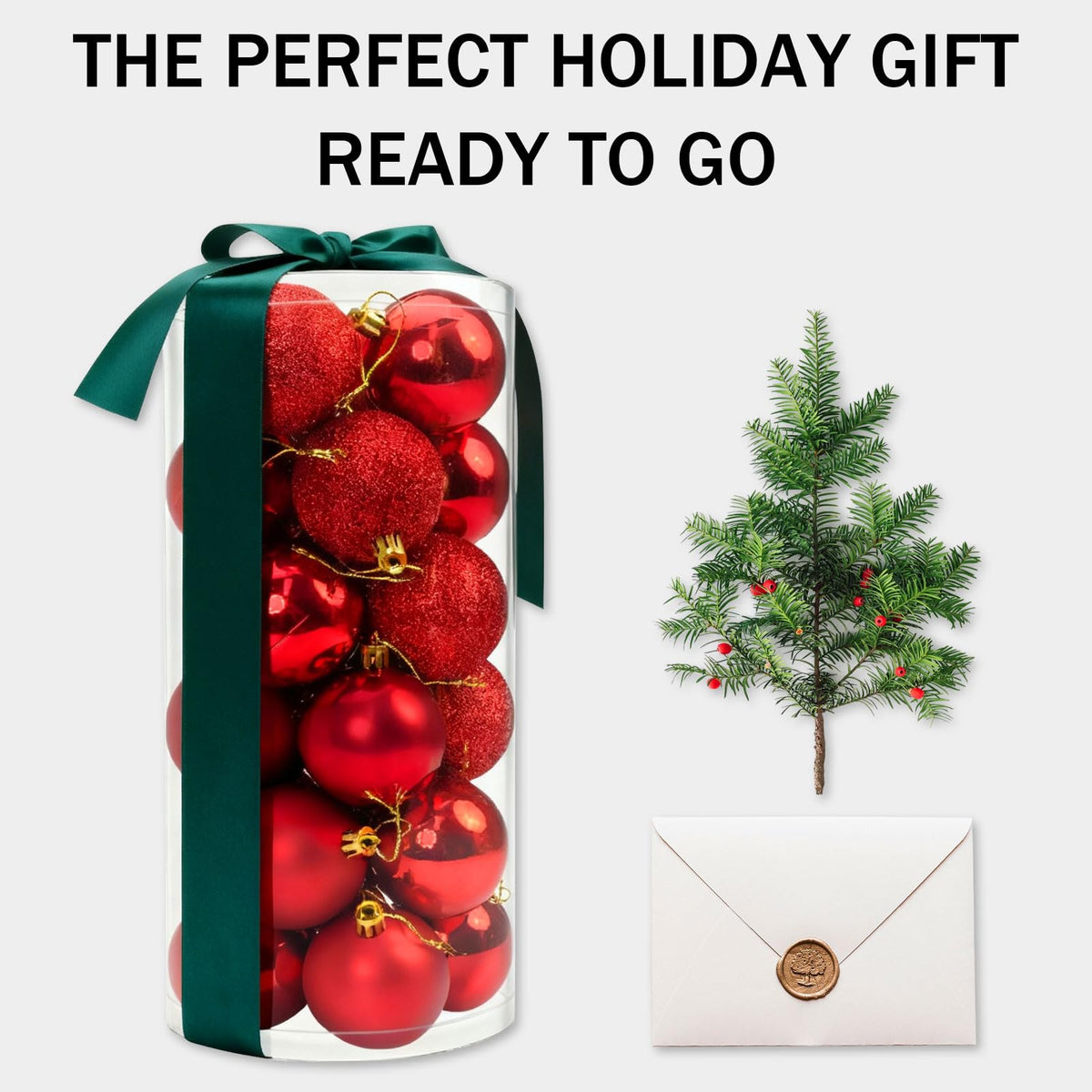Napzy 24 Count Shatterproof Christmas Ball Ornaments Set, 2.36 Inch Red Christmas Tree Decorations for Xmas Holiday Party Decor, Wreath and Garland Hanging Balls