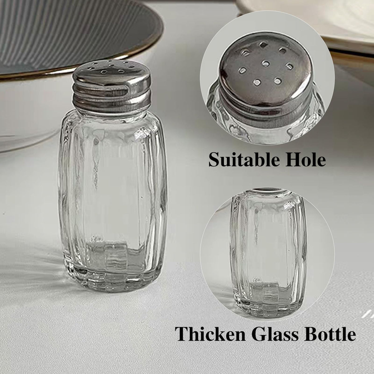 10pcs Salt and Pepper Shakers, Salt Pepper Shakers, Salt and Pepper Shakers Set, Small Glass Salt Shaker Bottle for Kitchen