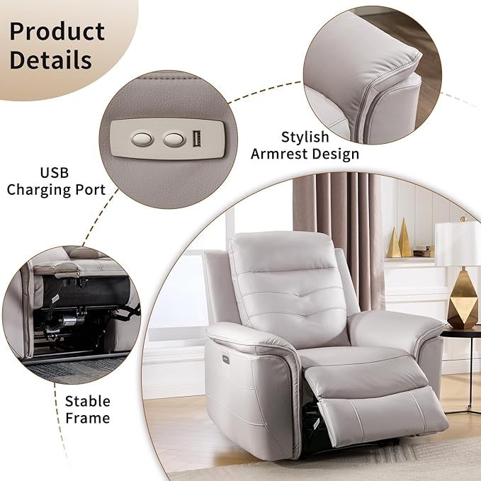 ANJ 2-Piece Faux Leather Power Recliner Sofa Set