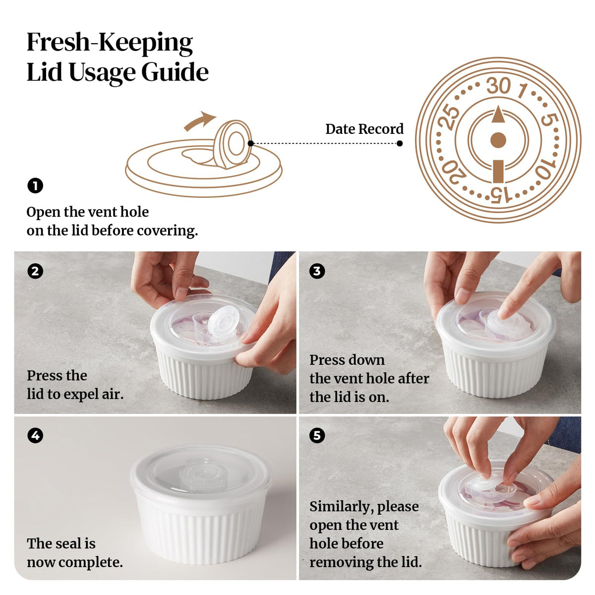 DOWAN Ramekins 8 oz Oven Safe with Lids, Creme Brulee Ramekins Bowls, Porcelain Ramiken Souffle Dishes, Custard Cups for Baking, Small Bowls for Pudding Dip Sauces Dessert, White, Set of 6